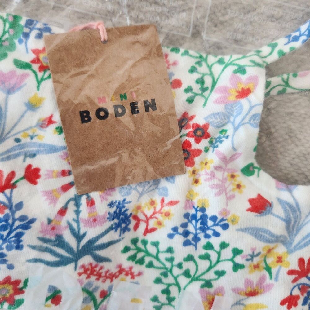 Mini Boden Girls 2-3Y Floral White Scallop Tiered Sundress NWT - Picture 7 of 9